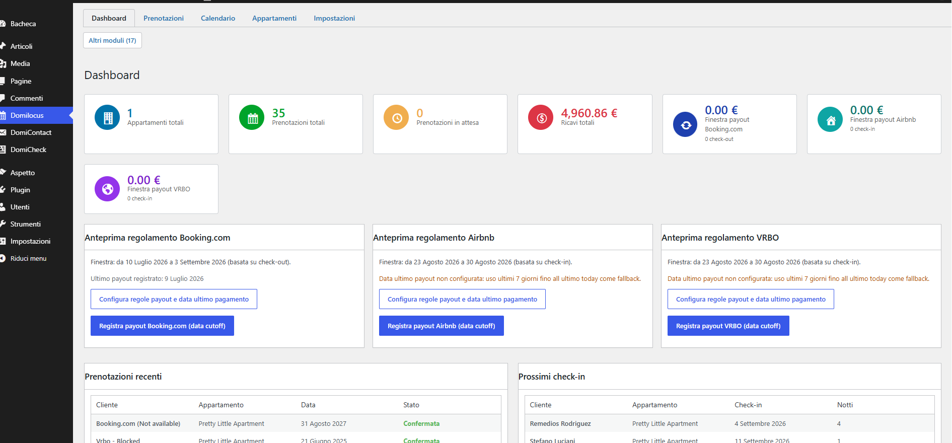 Preview of the Domilocus dashboard for WordPress